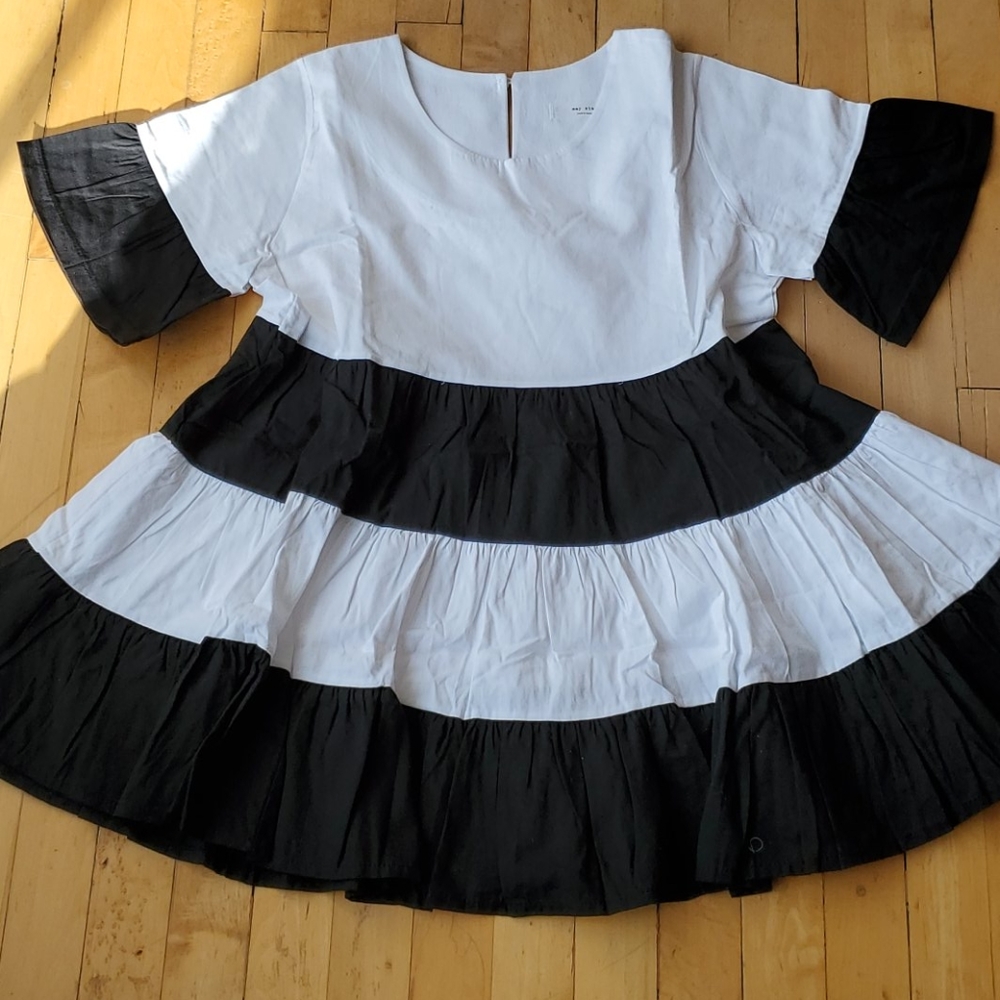 Striped Tiered Tunic Top/Dress Sz S